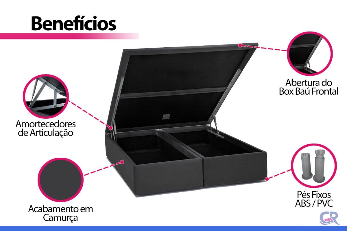 Cama Box Baú Ortobom Light Physical Suede Gray Cama Box Baú Ortobom Light Physical Suede Gray