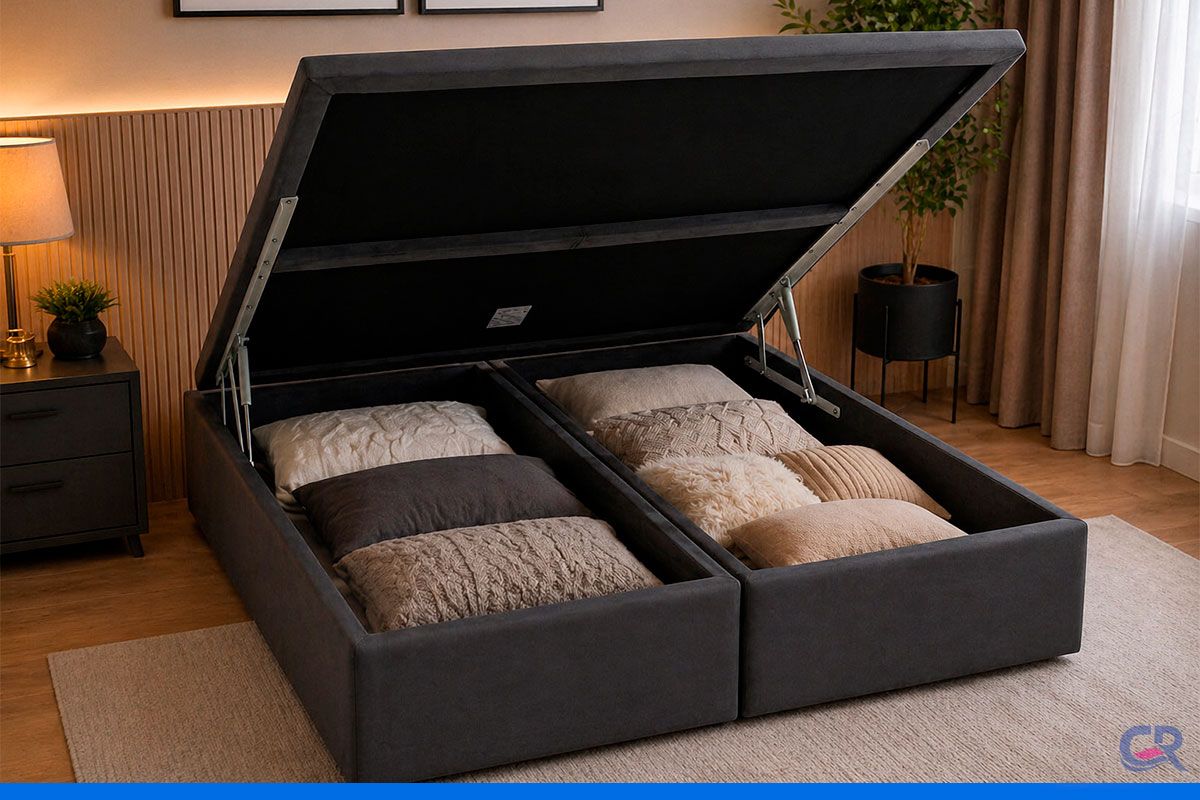 Cama Box Baú Ortobom Light Physical Suede Gray Cama Box Baú Ortobom Light Physical Suede Gray