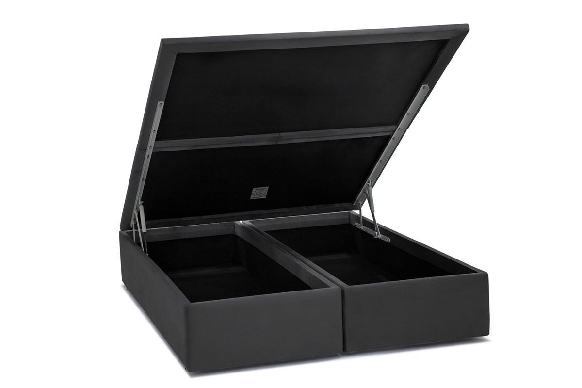 Cama Box Baú Universal Suede Gray - OrtobomKing - 186x198x39