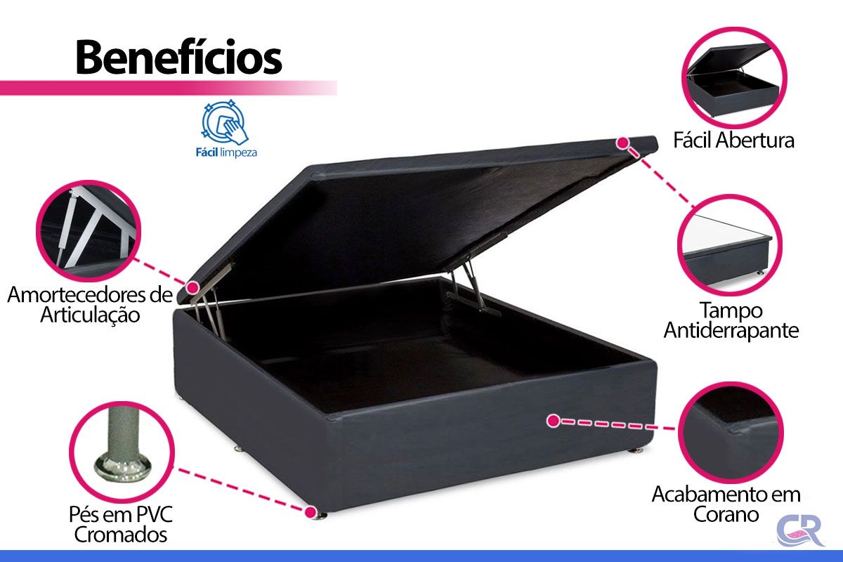 Cama Box Baú Ortobom Light Physical Corano Gray
