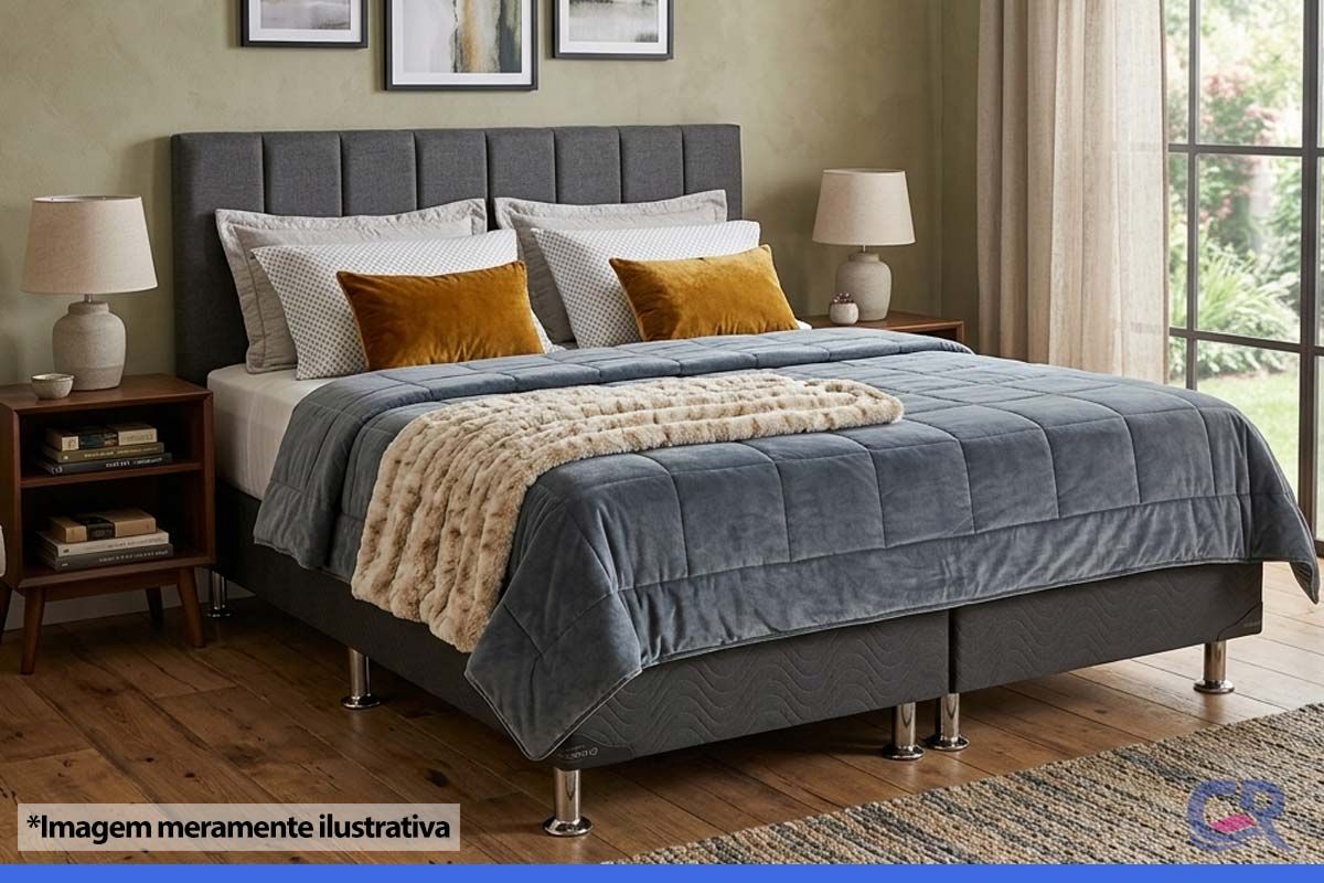 Cama Box Ortobom Physical Suede Gray Cama Box Ortobom Physical Suede Gray