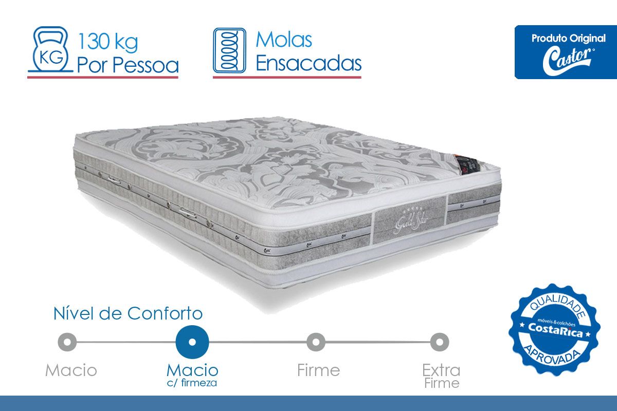 Colchão Molas Ensacadas Castor Látex Grand Plush