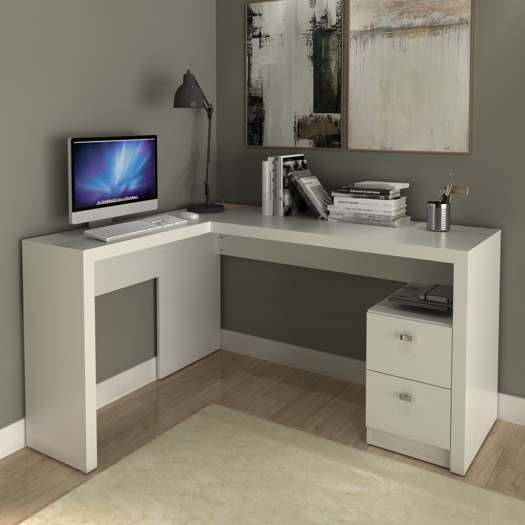 Mesa de Escritório Canto ME4129 c/2 Gavetas Tecno Mobili Mesa de Escritório Canto ME4129 c/2 Gavetas Tecno Mobili
