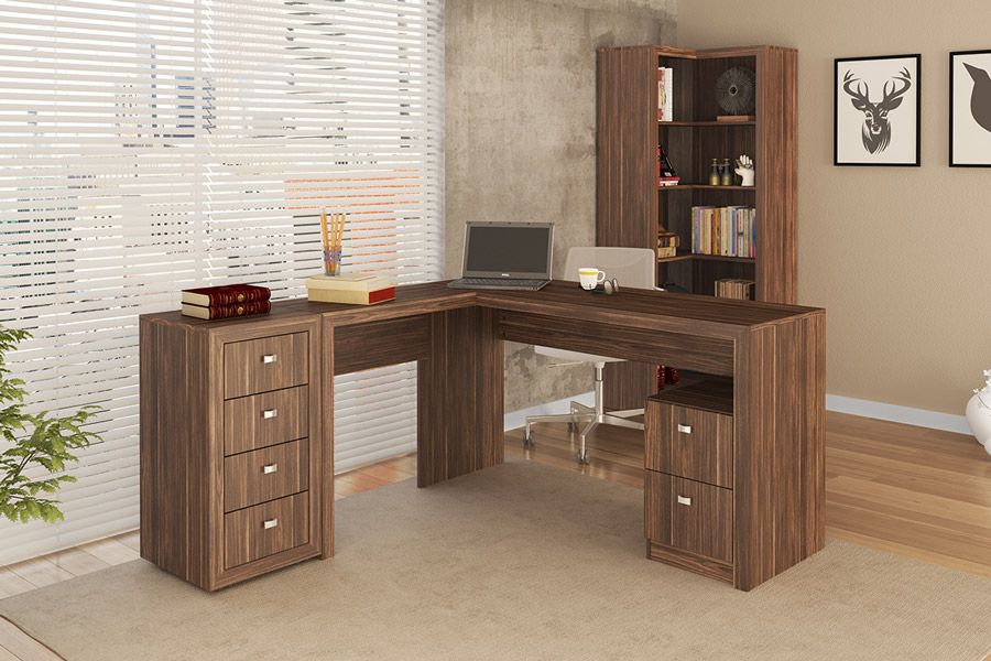 Mesa de Escritório Canto ME4129 c/2 Gavetas Tecno Mobili Mesa de Escritório Canto ME4129 c/2 Gavetas Tecno Mobili