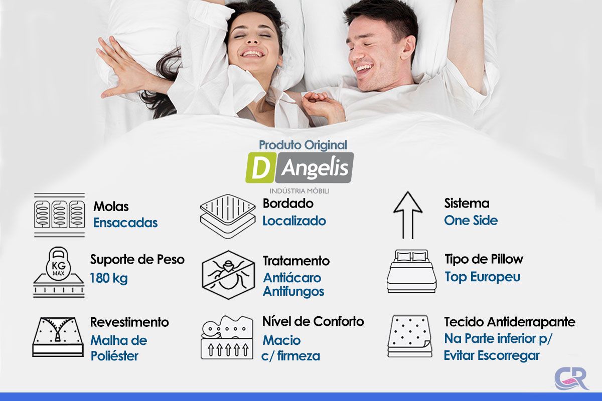 Cama Box CRC +Colchão Molas Impressione Anjos