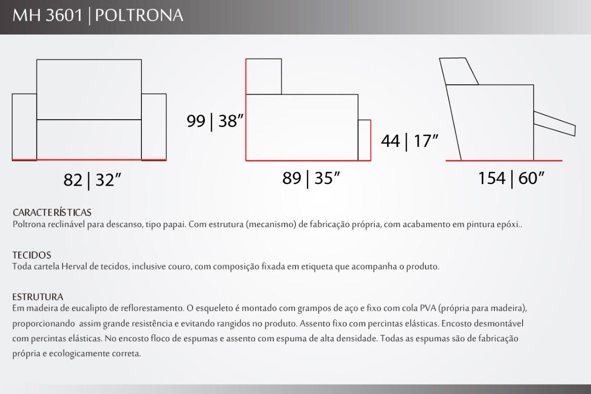 Poltrona Reclinável p/ Sala MH3601 Idea Two Way Herval