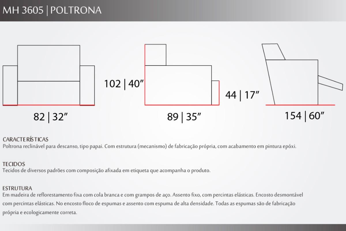 Poltrona Reclinável p/ Sala Idea MH3605 Two Way Herval