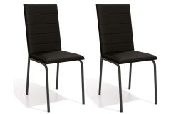 Cadeira Jantar Amsterdã Aço Kit 2Un Kappesberg - Preto/Corano Preto