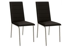 Cadeira Jantar Amsterdã Aço Kit 2Un Kappesberg - Niquel/Corano Preto