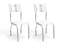 Cadeira Jantar Munique 2C047CR Aço Kit 2 Un Kappesberg - Cromada/Branco 106