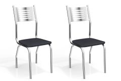 Cadeira Jantar Munique 2C047CR Aço Kit 2 Un Kappesberg - Cromada/Preto
