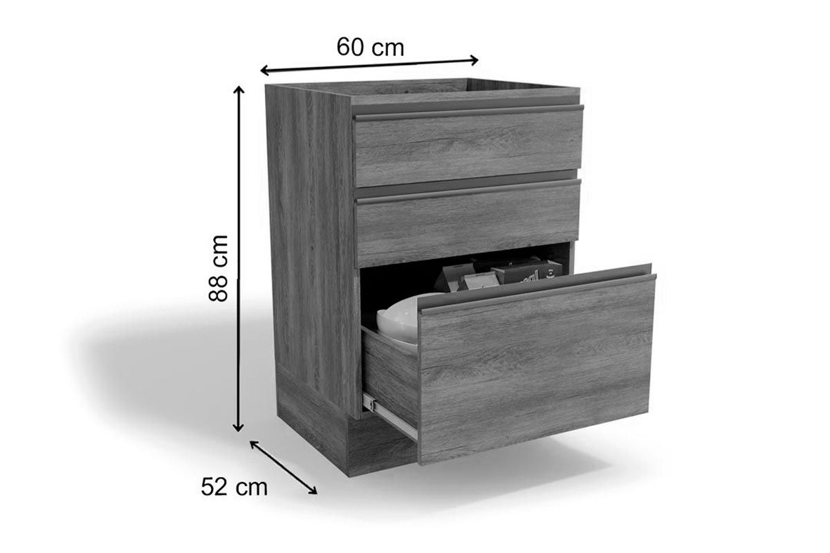 Balcão Cozinha Kappesberg Maxxi G743 c/3 Gavs s/Tampo 60cm Balcão Cozinha Kappesberg Maxxi G743 c/3 Gavs s/Tampo 60cm
