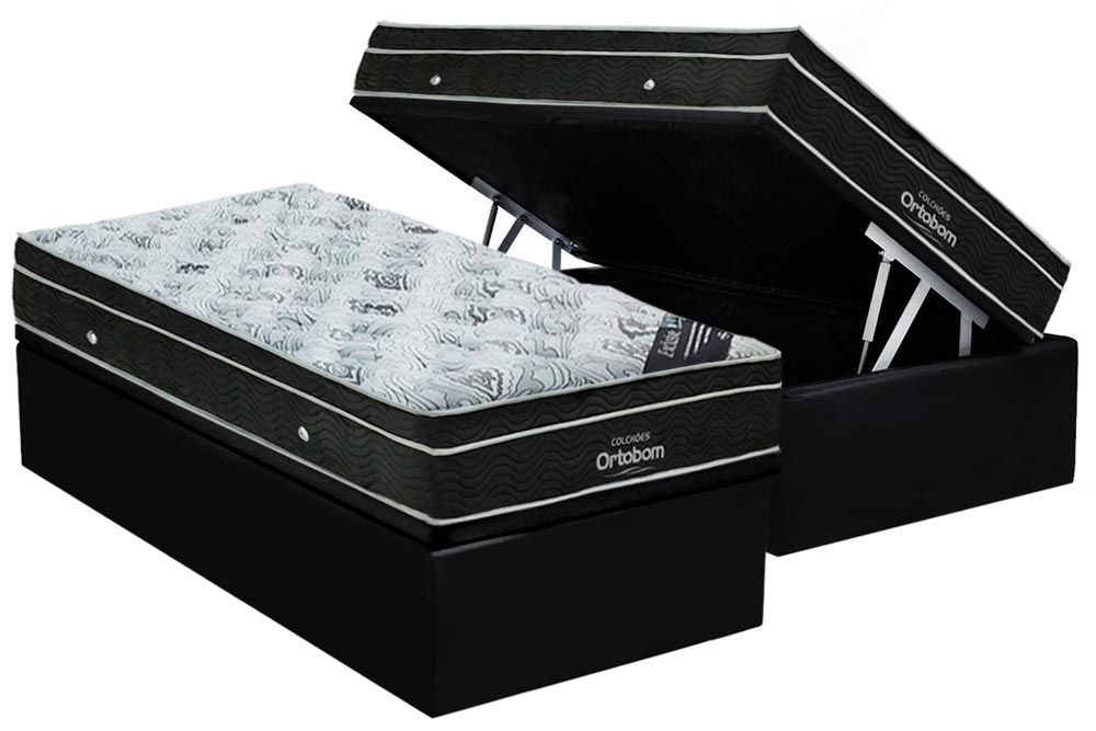 Cama Box Baú CRC +Colchão Molas Light Ortobom