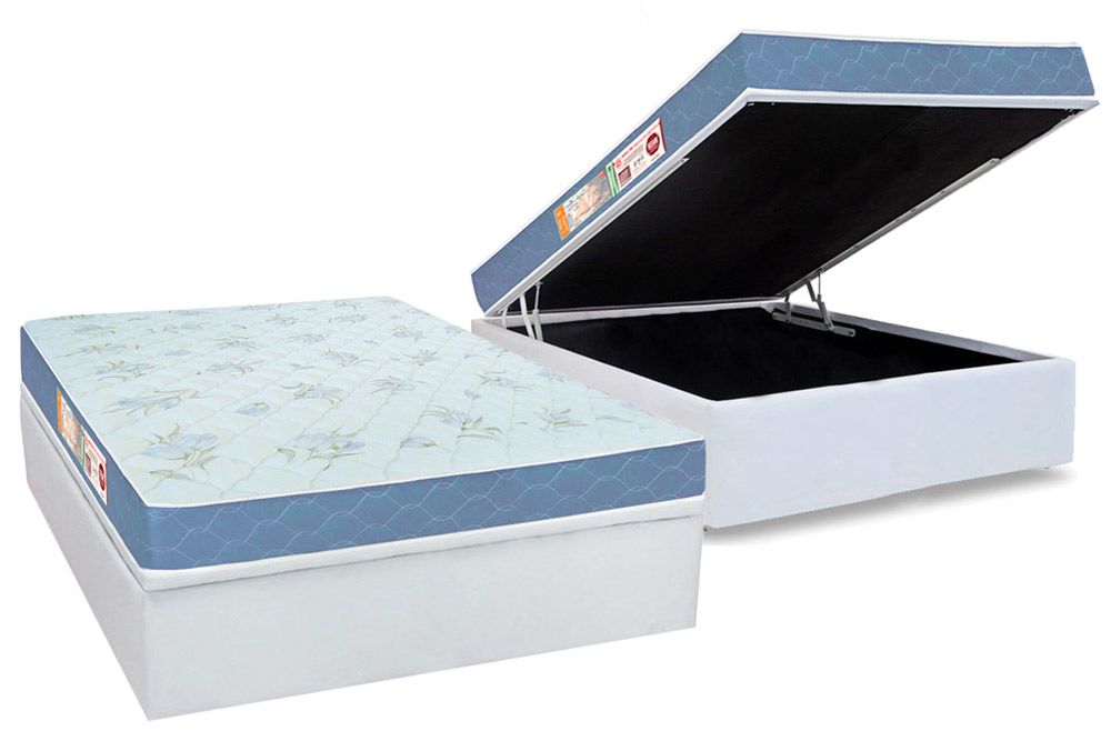 Cama Box Baú CRC +Colchão Espuma D45 SleepMax Castor