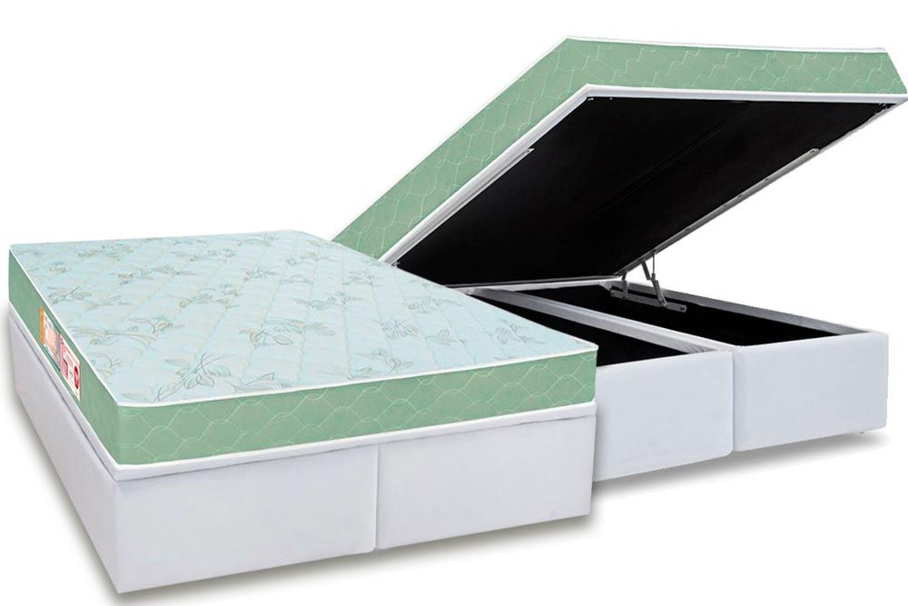 Cama Box Baú CRC +Colchão Espuma D33 SleepMax Castor