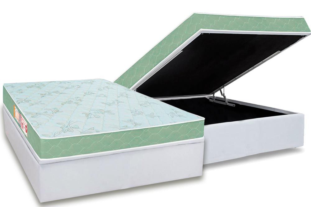 Cama Box Baú CRC +Colchão Espuma D33 SleepMax Castor