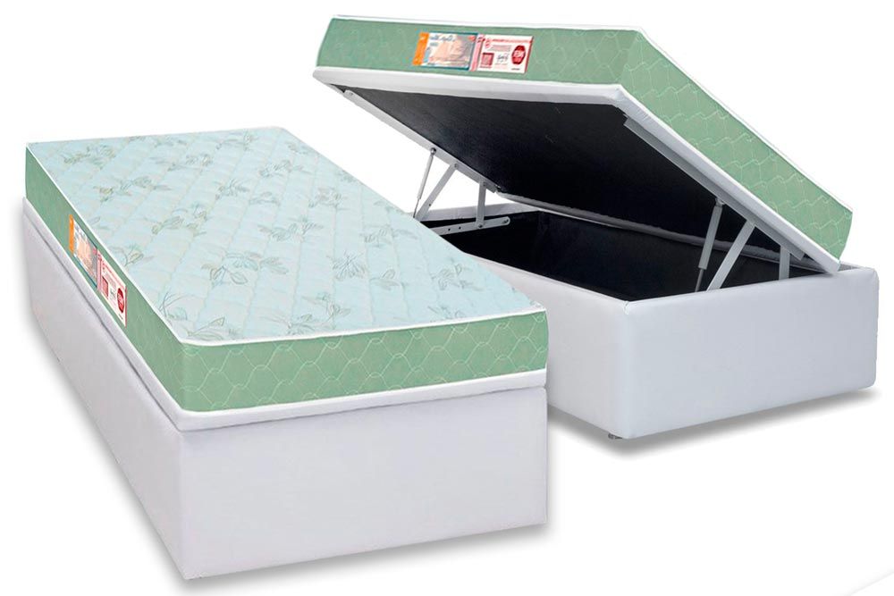 Cama Box Baú CRC +Colchão Espuma D33 SleepMax Castor