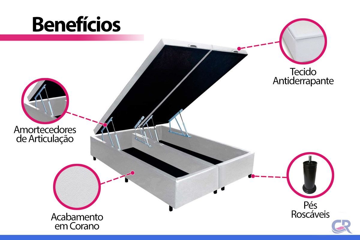 Cama Box Baú CRC +Colchão Espuma D33 SleepMax Castor