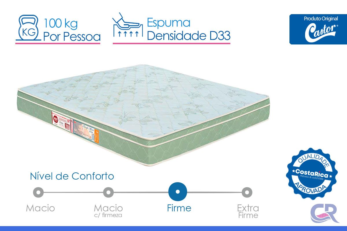 Cama Box Baú CRC +Colchão Espuma D33 SleepMax Castor