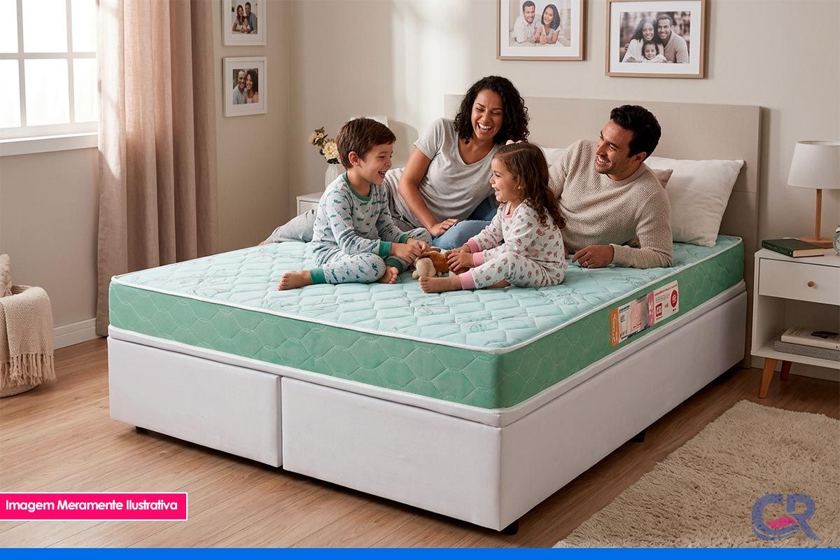 Cama Box Baú CRC +Colchão Espuma D33 SleepMax Castor
