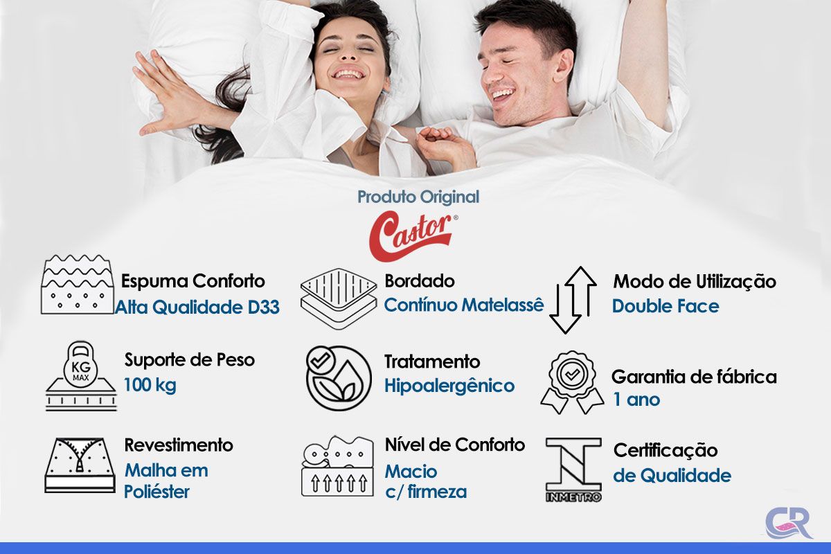 Cama Box Baú CRC +Colchão D33 Black White Castor