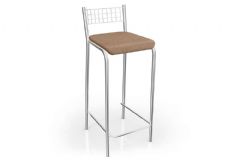 Banqueta Sala de Jantar Gênova 1B705CR Aço 1 Un Kappesberg - Cromado/Corano Cappuccino