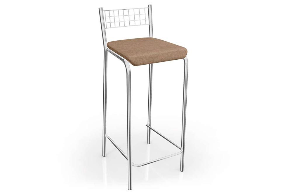 Banqueta Sala de Jantar Gênova 1B705CR Aço 1 Un KappesbergCromado/Corano Cappuccino