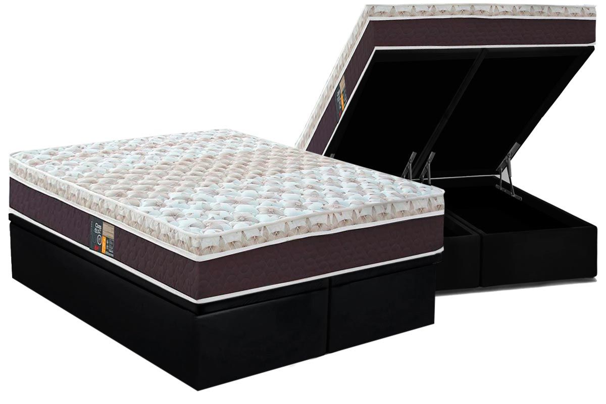 Cama Box Baú CRC +Colchão Molas Class Castor