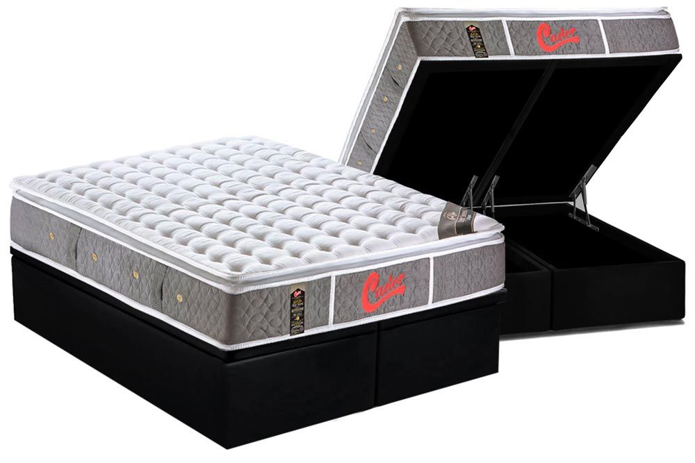 Cama Box Baú CRC +Colchão Molas Light Stress Castor