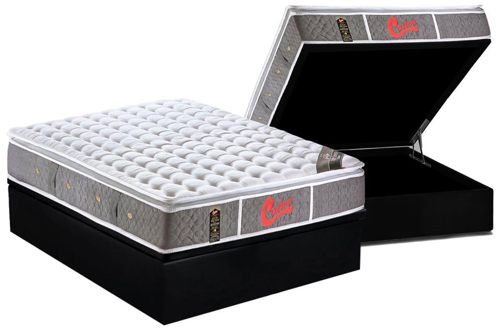 Cama Box Baú CRC +Colchão Molas Light Stress Castor