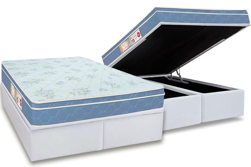 Cama Box Baú CRC +Colchão Espuma D45 SleepMax Castor