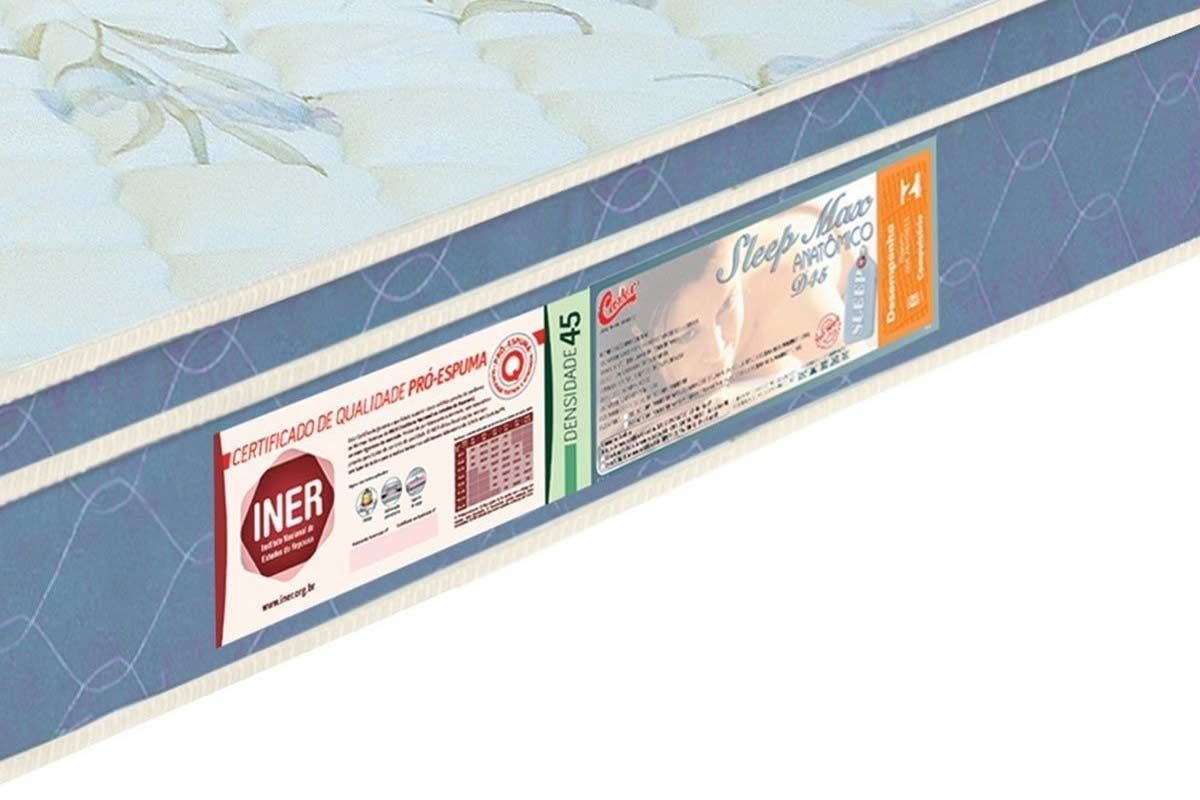 Cama Box Baú CRC +Colchão Espuma D45 SleepMax Castor
