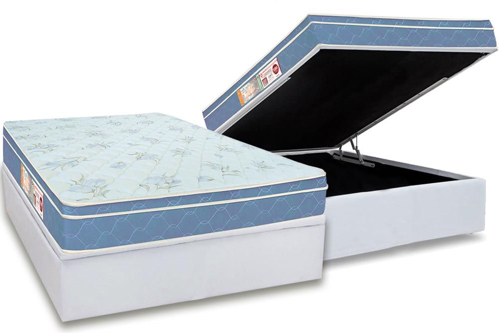 Cama Box Baú CRC +Colchão Espuma D45 SleepMax Castor