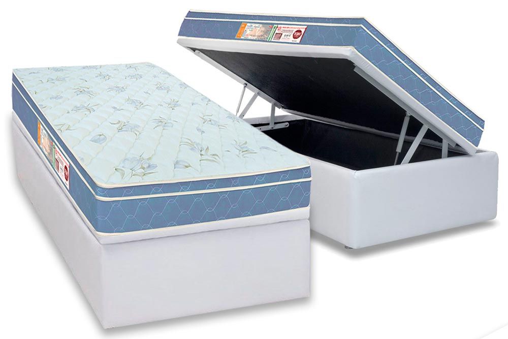 Cama Box Baú CRC +Colchão Espuma D45 SleepMax Castor