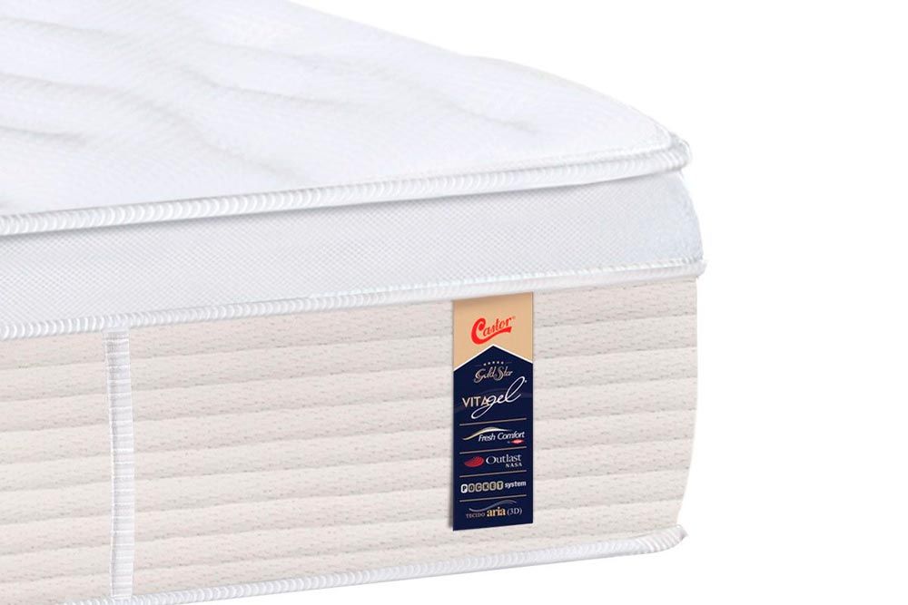 Cama Box Baú CRC +Colchão Molas Vitagel Castor