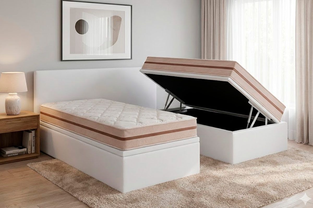 Cama Box Baú CRC +Colchão Molas Classic Anjos