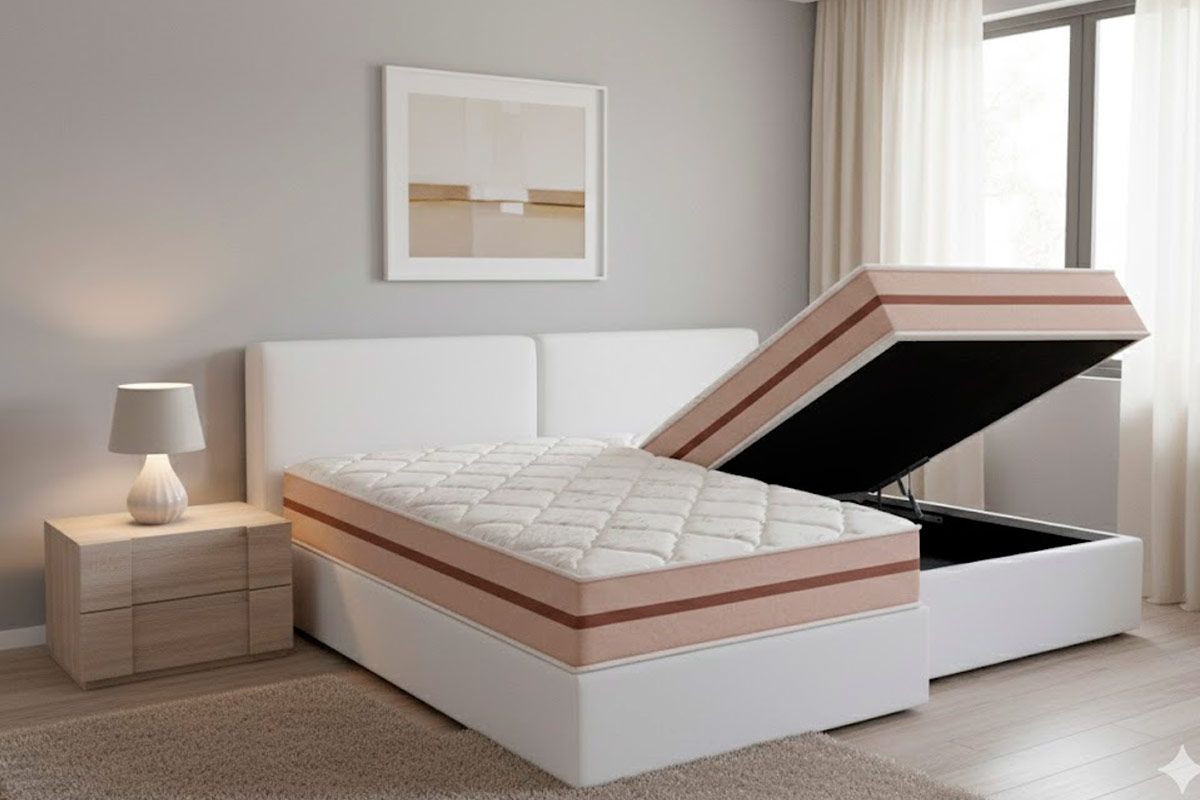 Cama Box Baú CRC +Colchão Molas Classic Anjos