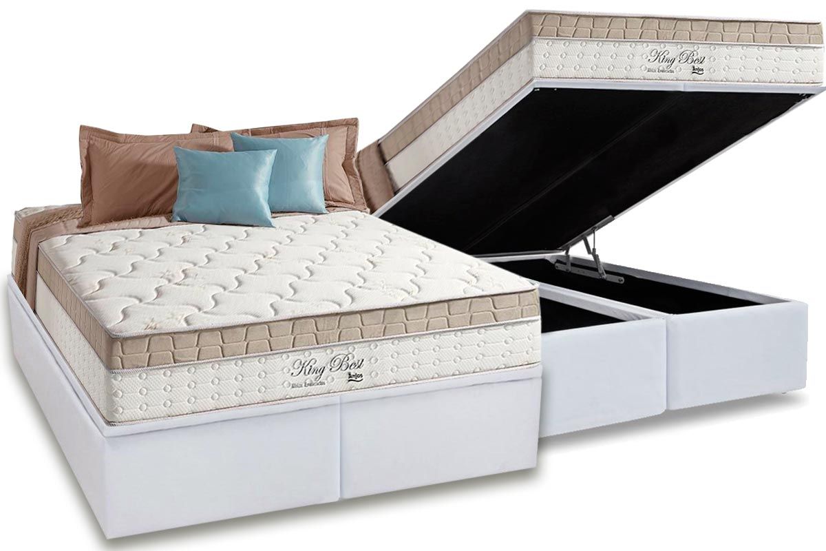 Cama Box Baú CRC +Colchão Molas King Best Anjos