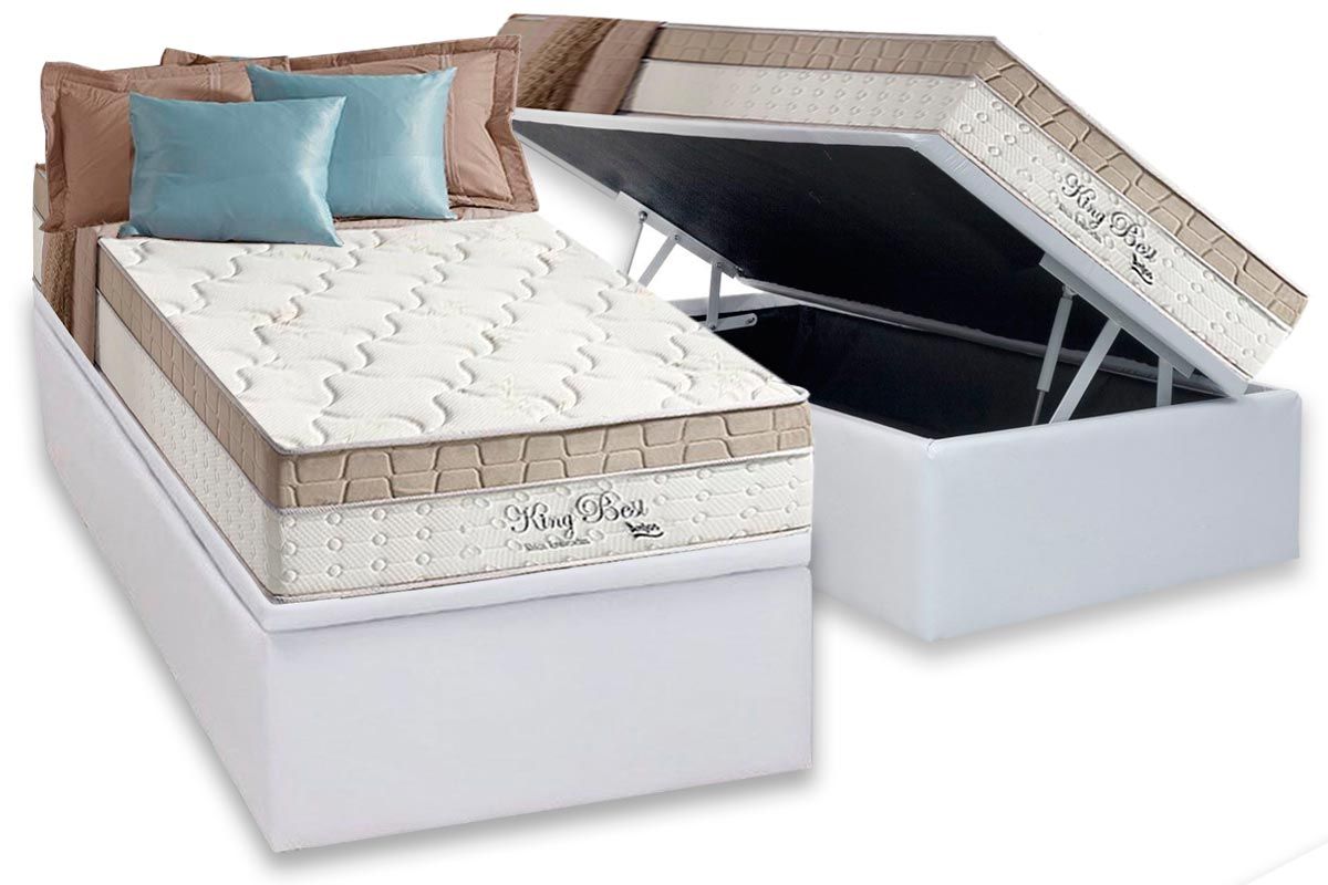 Cama Box Baú CRC +Colchão Molas King Best Anjos