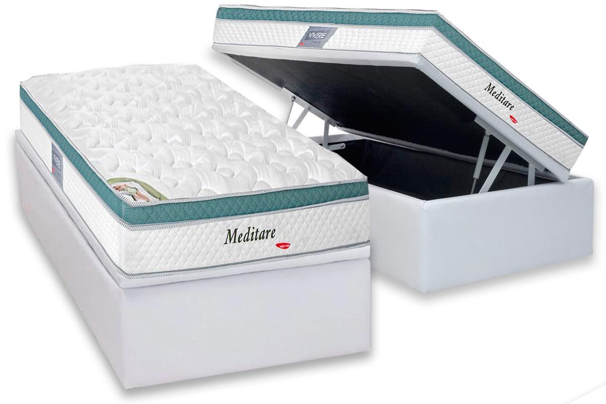 Cama Box Baú CRC +Colchão Molas Meditare Herval