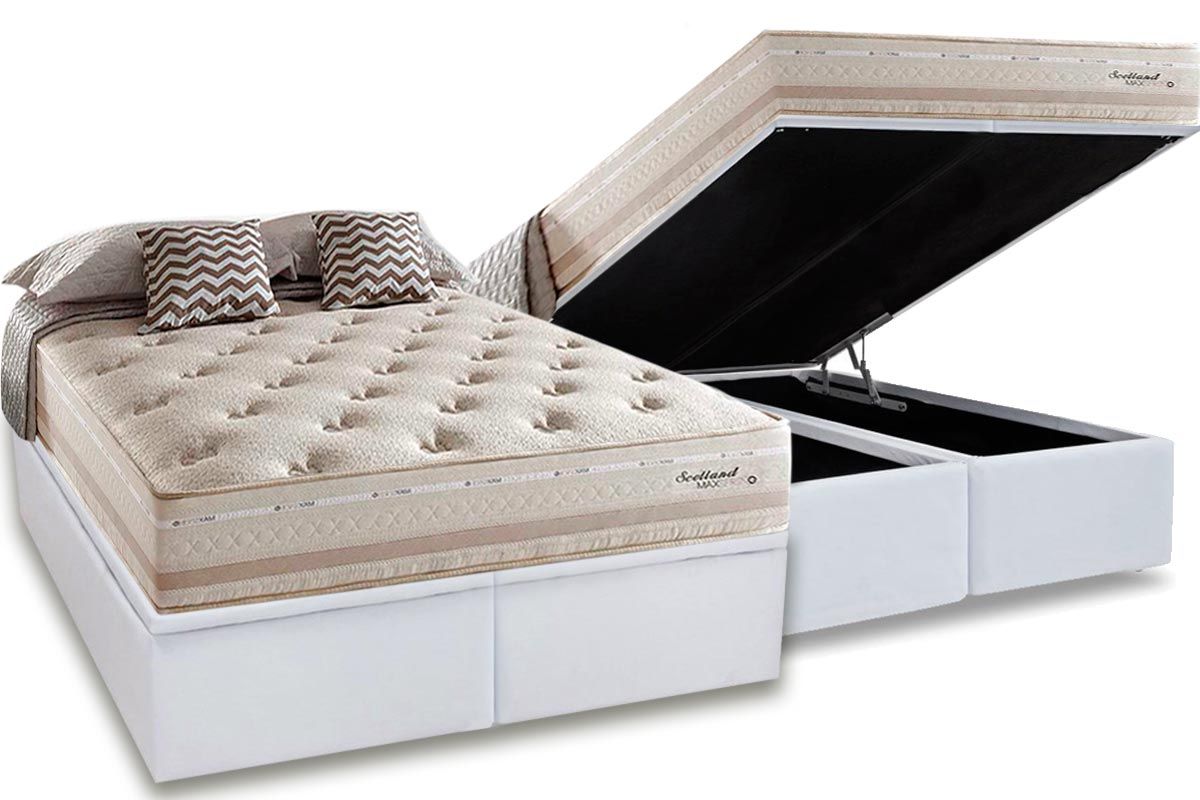 Cama Box Baú CRC +Colchão Molas Scotland Herval
