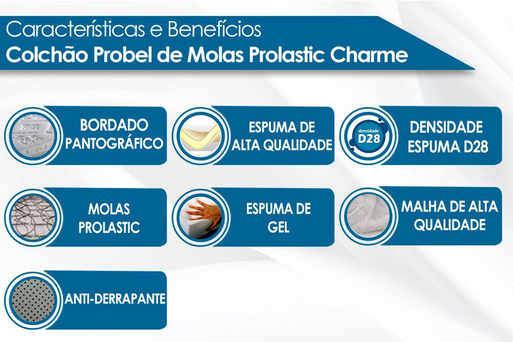 Colchão Molas Prolastic Probel Charme Ultra Gel Colchão Molas Prolastic Probel Charme Ultra Gel