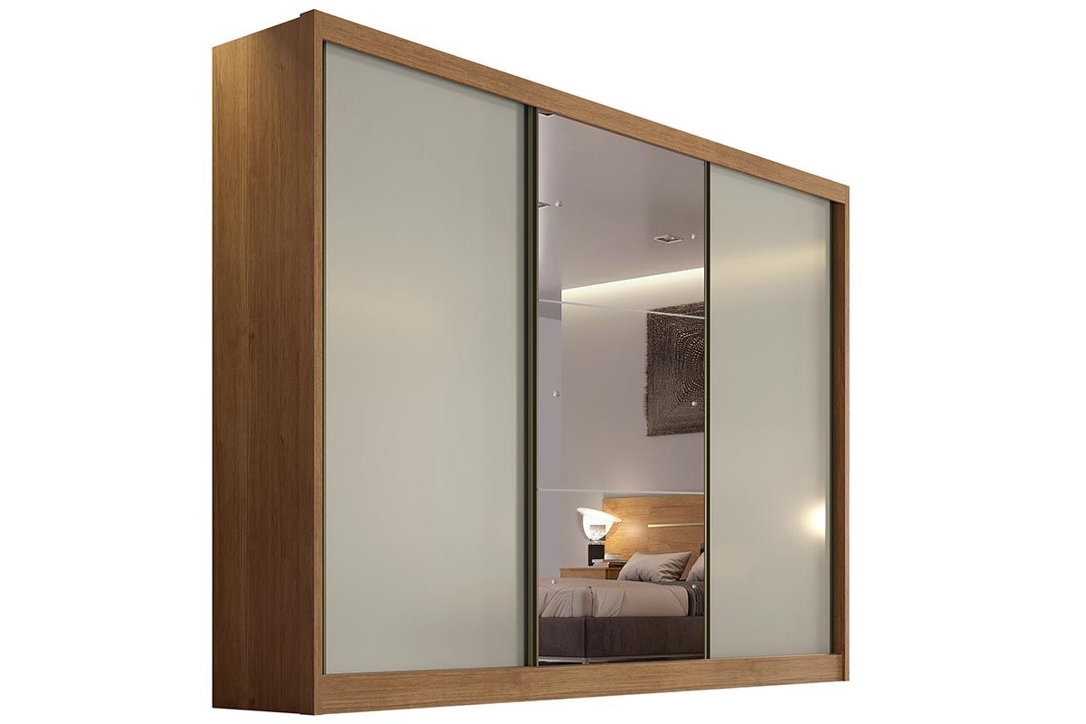 Guarda Roupa Casal 3 Portas Correr c/Espelho 8Gavs Natus/Duna N. Horizonte