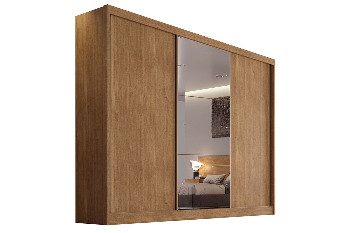 Guarda Roupa Casal 3 Portas Correr c/Espelho 8Gavs Natus/Duna N. Horizonte