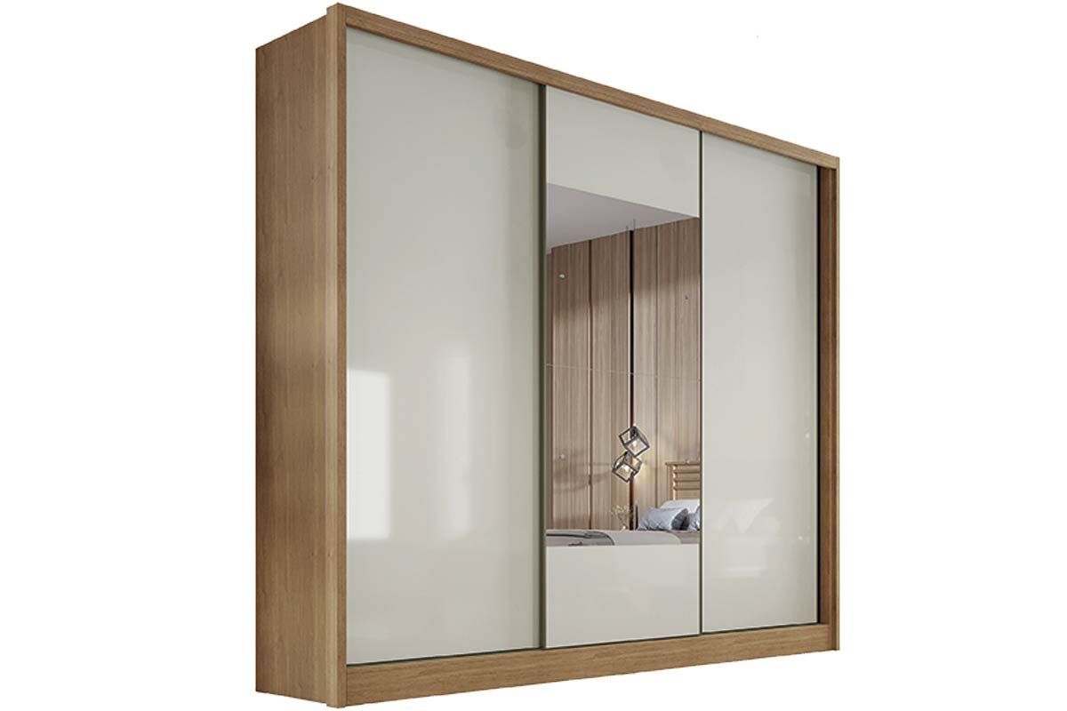 Guarda Roupa Casal 3 Portas Correr c/Espelho 4Gavs Arezzo/Medelim N. Horizonte