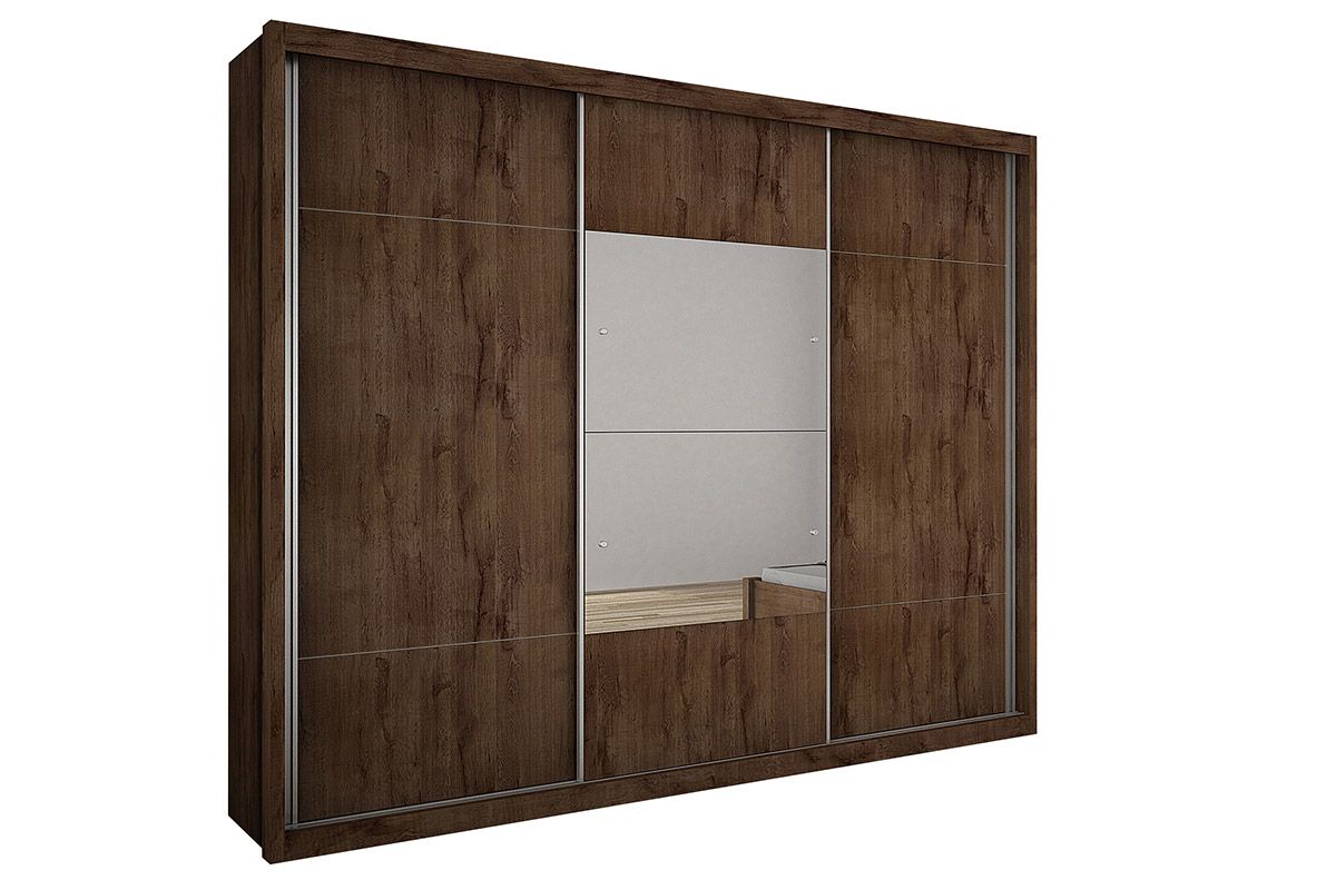 Guarda Roupa Casal 3 Portas Correr c/Espelho 4Gavs Arezzo/Medelim N. Horizonte