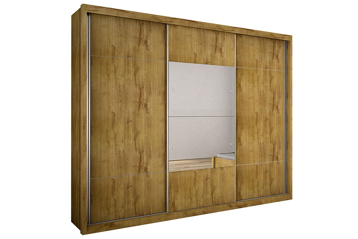 Guarda Roupa Casal 3 Portas Correr c/Espelho 4Gavs Arezzo/Medelim N. Horizonte