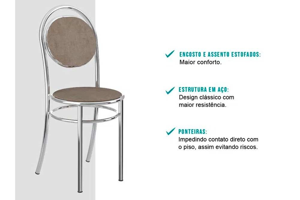Cadeira Jantar 190 Aço Kit 2 Uni Carraro Cadeira Jantar 190 Aço Kit 2 Uni Carraro