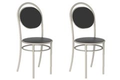 Cadeira Jantar 190 Aço Kit 2 Uni Carraro - Prata/Corano Preto