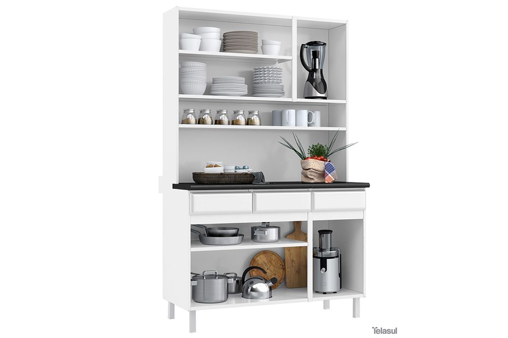 Cozinha Compacta Telasul Kit Star New Aço c/6 Portas e 3 Gavetas 120cm